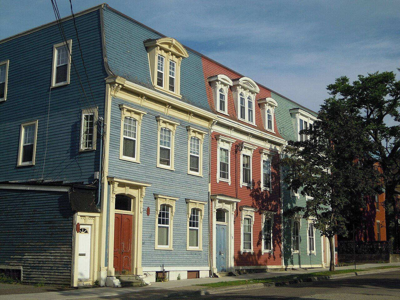 Row houses with wooden siding in Saint John, New Brunswick
